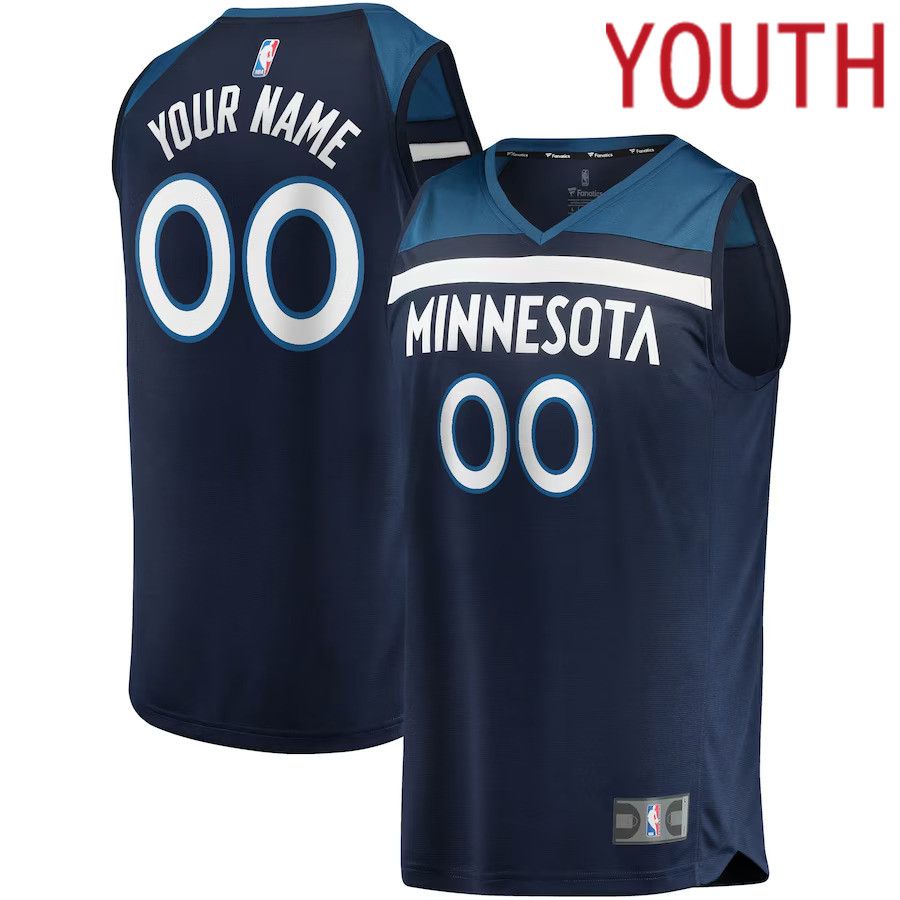 Youth Minnesota Timberwolves Fanatics Branded Navy Fast Break Custom Replica NBA Jersey->customized nba jersey->Custom Jersey